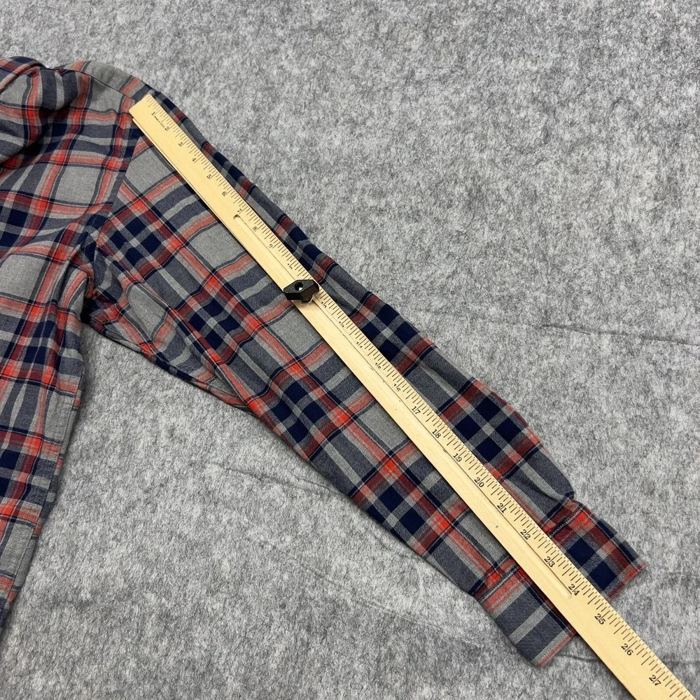 Banana Republic Shirt Mens Large Gray Red Plaid Button Up Casual Preppy Career